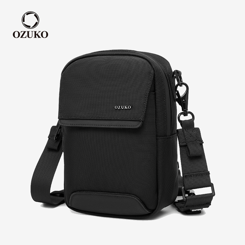 OZUKO โอซูโกะ กระเป๋าสะพายไหล่ขนาดเล็กแฟชั่นผู้ชายกันน้ําแสงกลางแจ้งหลายชั้นสลิงกระเป๋าสะพายข้าง