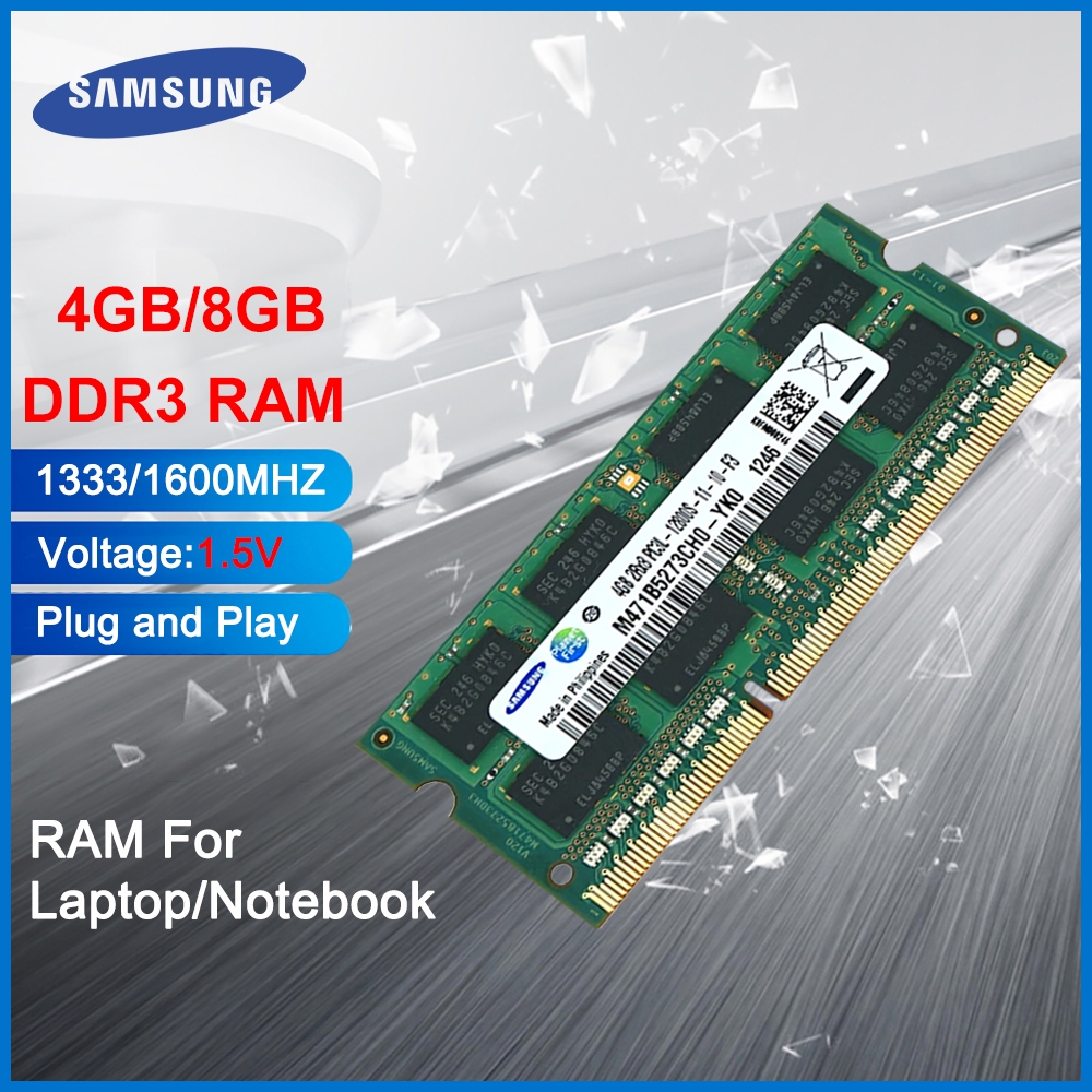 Samsung DDR3 8Gb 4Gb RAM 1600Mhz 1333Mhz หน่วยความจําโน้ตบุ๊ค 1.35V 1.5V SODIMM สําหรับแล็ปท็อป