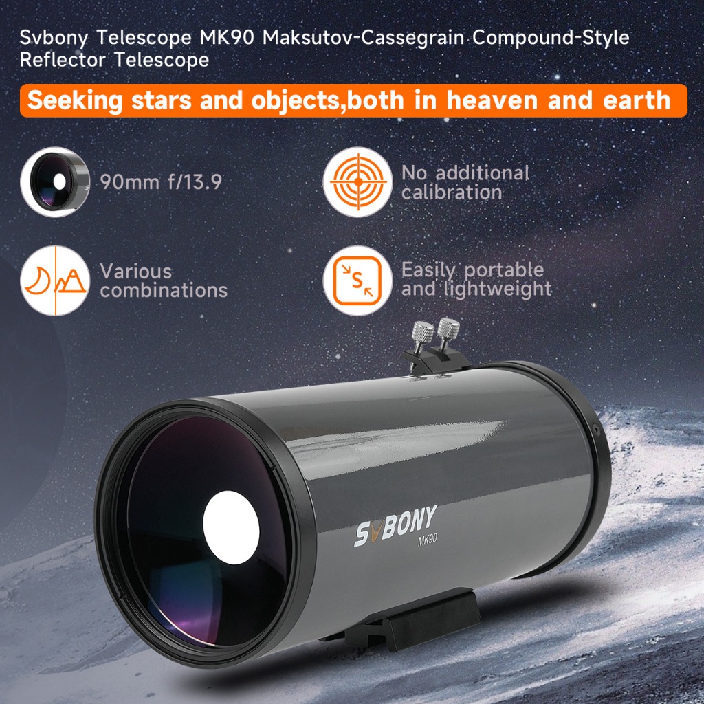 Svbony MK90 Maksutov Casegrain Telescope f/13.9 แบบพกพาสําหรับผู้เริ่มต้น Moon & Planet Observation