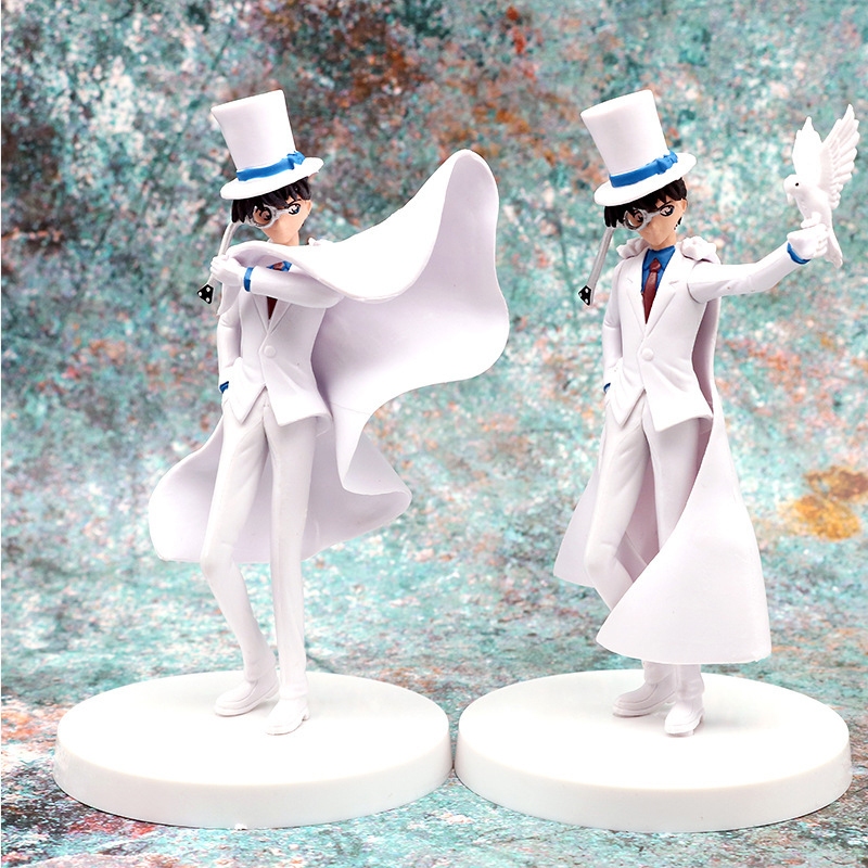 2 ชิ้น/เซ็ตอะนิเมะนักสืบ Conan รูป Kaitou Kiddo สีขาวชุด Edogawa Konan Kurou Shinichi รุ่น Q PVC ตัวเลขการกระทําตุ๊กตาของเล่น
