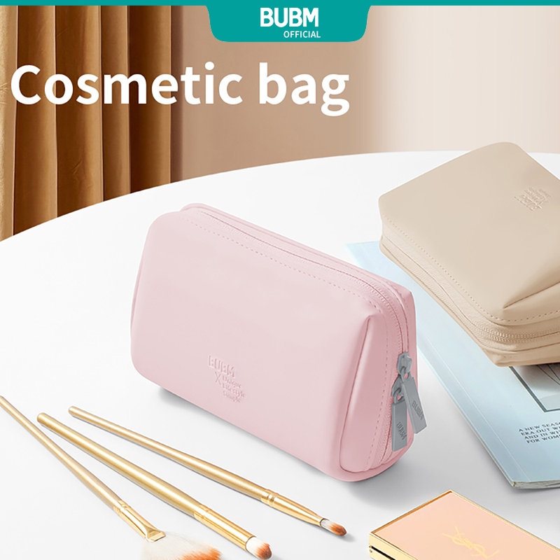 Bubm Wind Heart กระเป ๋ าแต ่ งหน ้ า PU กันน ้ ําความจุขนาดใหญ ่ Macron กระเป ๋ าแป ้ งสี