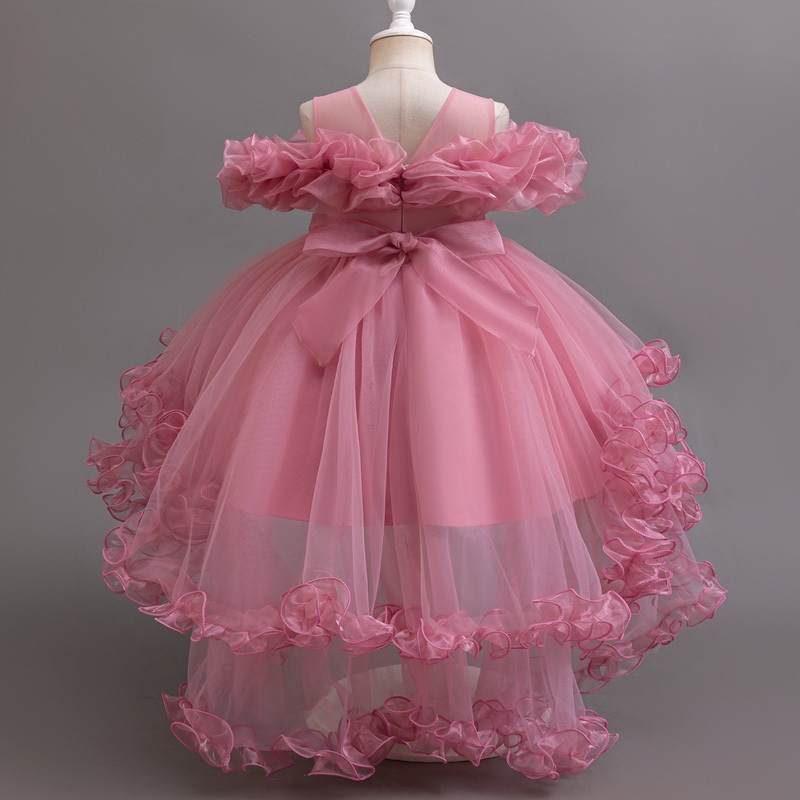 สาวเจ้าหญิงเส้นทางชุดสีชมพูวันเด็กงานเลี้ยงวันเกิดทักซิโด้ชุดมุกนัวเนียแขนเลื่อมลูกไม้ชุดสีชมพูสีขาวสีเหลืองอ่อนเสื้อผ้า - รูปที่ 2