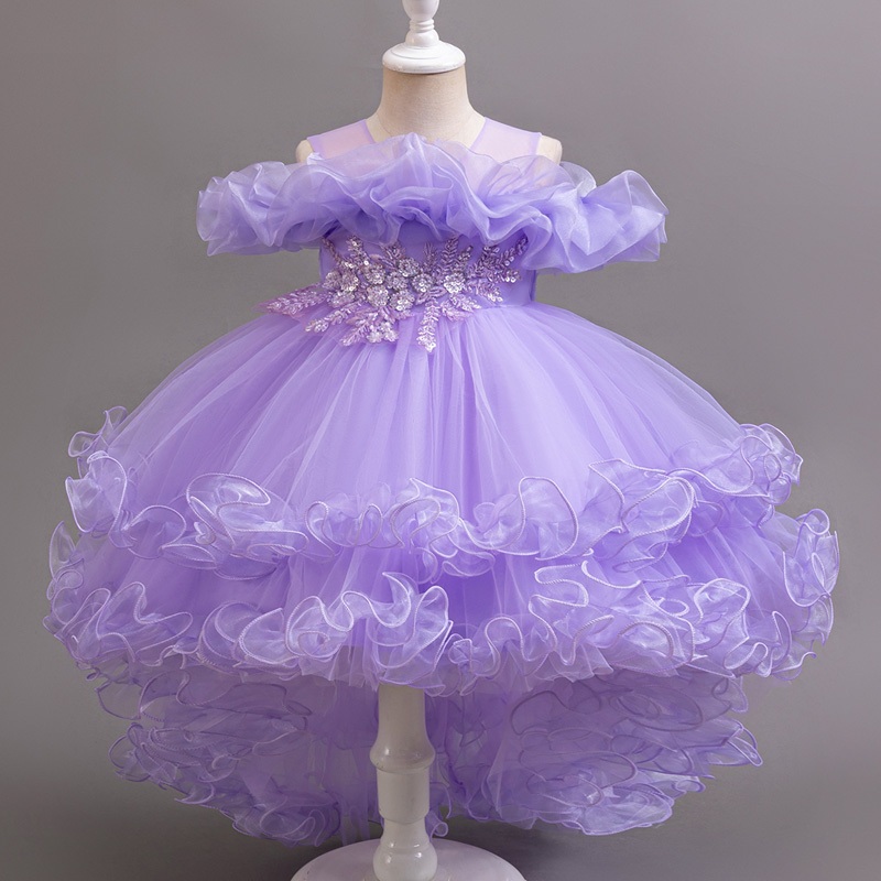 สาวเจ้าหญิงเส้นทางชุดสีชมพูวันเด็กงานเลี้ยงวันเกิดทักซิโด้ชุดมุกนัวเนียแขนเลื่อมลูกไม้ชุดสีชมพูสีขาวสีเหลืองอ่อนเสื้อผ้า - รูปที่ 5