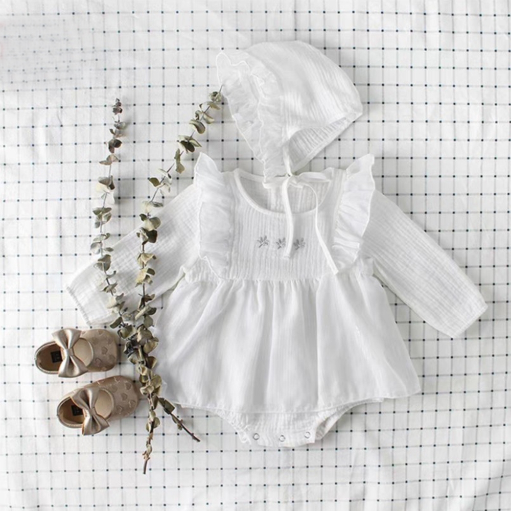 2 ชิ้นชุดทารกแรกเกิดเสื้อผ้า Jumpsui ทารกสาวเจ้าหญิงสีขาวเสื้อผ้า Romper 0-24 เดือน