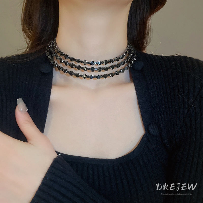 Drew สร้อยคอโชคเกอร์เพชรหลายชั้นเฉพาะโซ่กระดูกไหปลาร้าดีไซน์ส่วนบุคคล