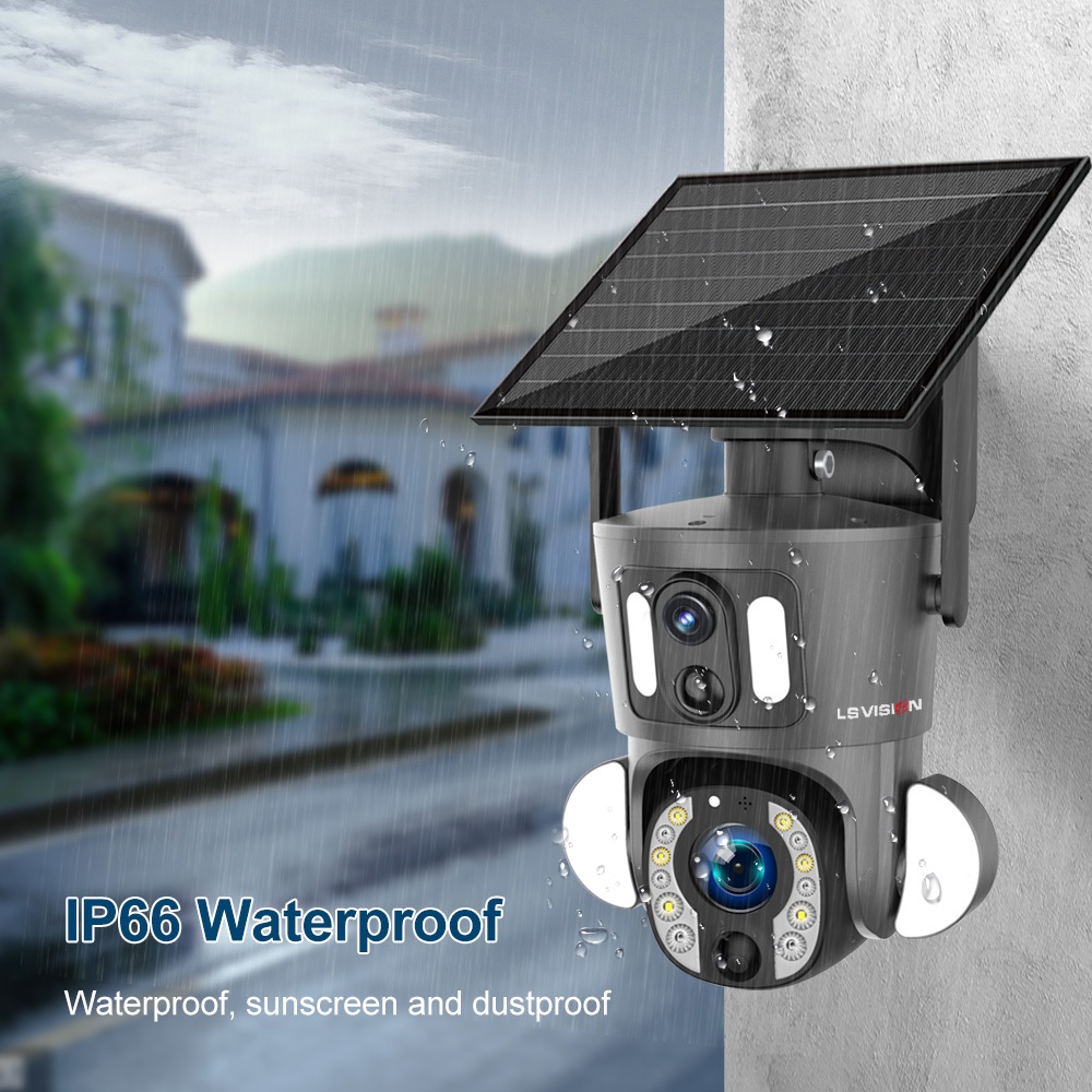 Ls VISION 4K 8MP 20X Zoom กล้องวงจรปิดไร้สาย 4G/WiFi กล้องโซล่าเซลล์เลนส์คู่ หน้าจอคู่ ซูมออปติคอล ติดตามมนุษย์ PTZ ระบบรักษาความปลอดภัย