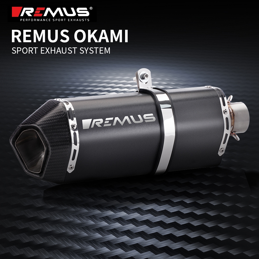 Remus OKAMI ปลายคาร์บอน 51 มม.รถจักรยานยนต์ท่อไอเสียท่อสําหรับ R3 Z900 ninja400 cbr500r GSXR600 DUKE