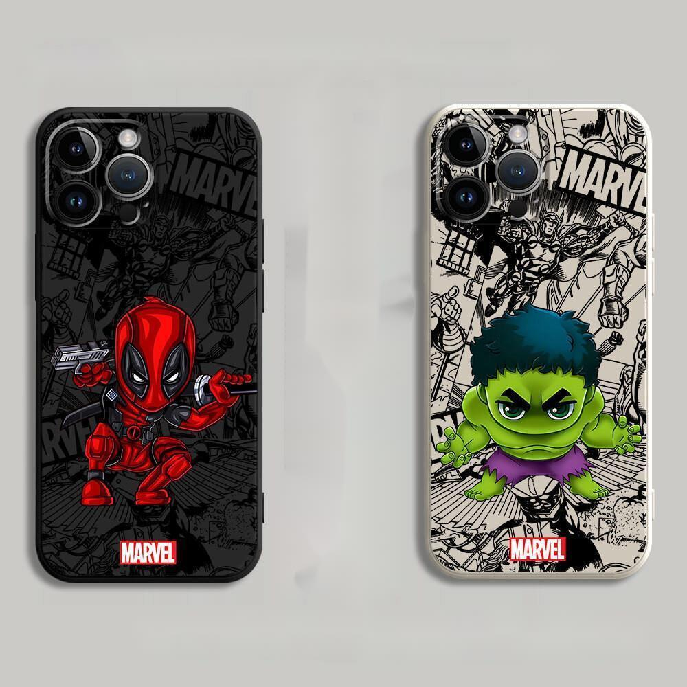 เคสโทรศัพท์มือถือซิลิโคน TPU แบบนิ่ม ลาย Marvel Deadpool Hulk สําหรับ Iphone Xr 12 15 Pro Max 11 Xs 13 Mini X Se 14 Plus 7 8 6