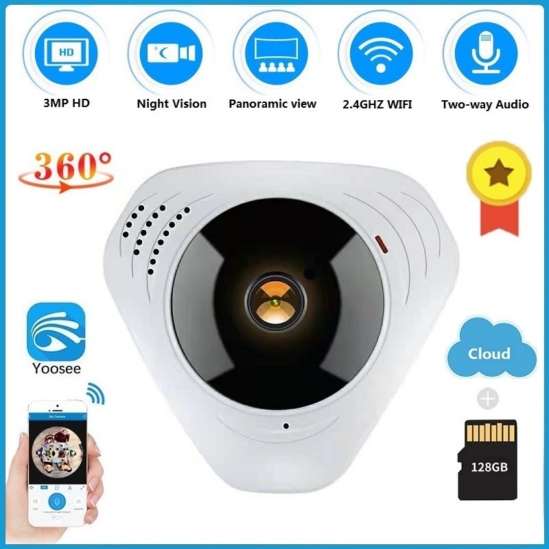 🔥YOOSEE 🔥3MP Panoramic Wifi Camera 3D VR Security Camera 360 Degree Fisheye IP Camera Night Vision C