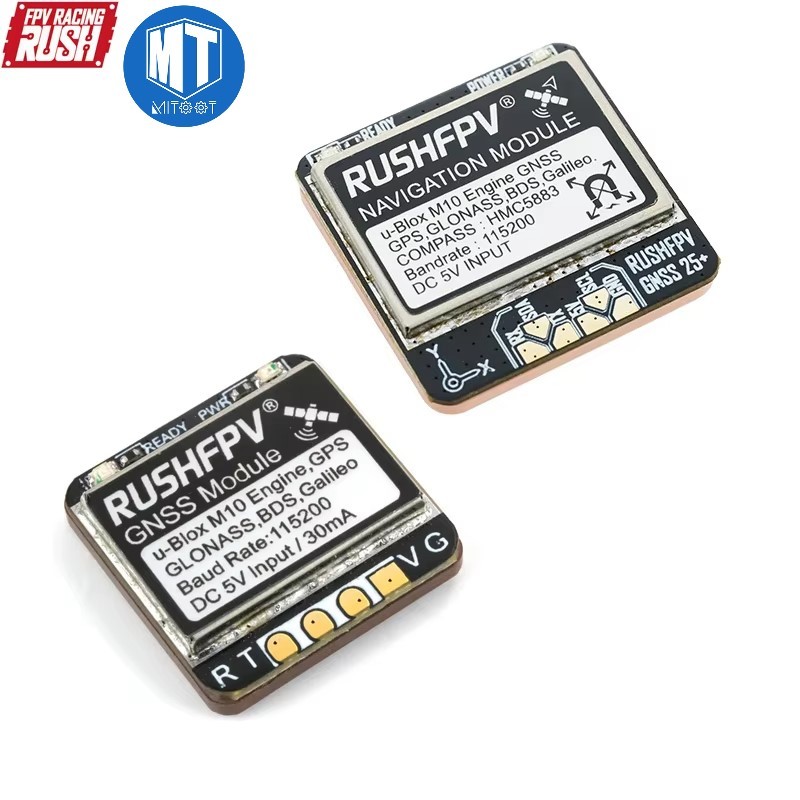Rushfpv GNSS Pro Mini Micro M10 GPS โมดูล 10HZ Rate ในตัวเสาอากาศเซรามิคสําหรับ RC FPV Freestyle RC เครื่องบิน DIY อะไหล่