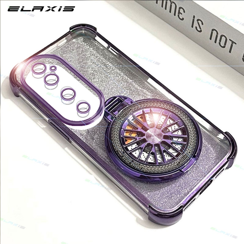 Elaxis Soft TPU ใสสําหรับ VIVO V40 5G/VIVO V40 Pro 5G เคสโทรศัพท์หรูหรา Glitter กันกระแทกซิลิโคนป้องกันฝาหลังพร้อม Gyro ขาตั้ง ES028