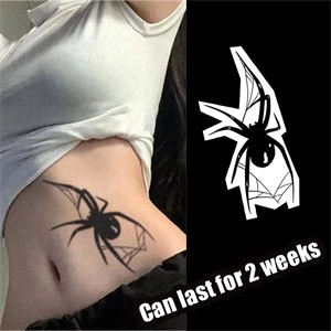 Black Phantom Spider Pattern Tattoo Sexy Plant Tattoo ติดทนนาน 15 วันสติกเกอร์รอยสักกันน้ํารอยสักปลอมชั่วคราว