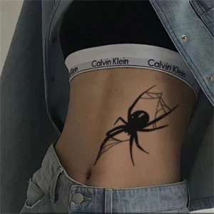 Black Phantom Spider Pattern Tattoo Sexy Plant Tattoo ติดทนนาน 15 วันสติกเกอร์รอยสักกันน้ํารอยสักปลอมชั่วคราว