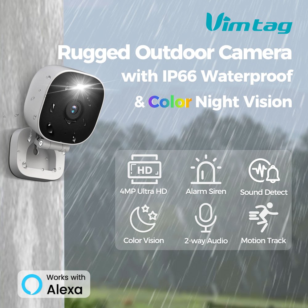 Mini IP Camera VIMTAG 2.5K WIFI Camera Outdoor CCTV Security Camera สี Night Vision Smart Home Cam