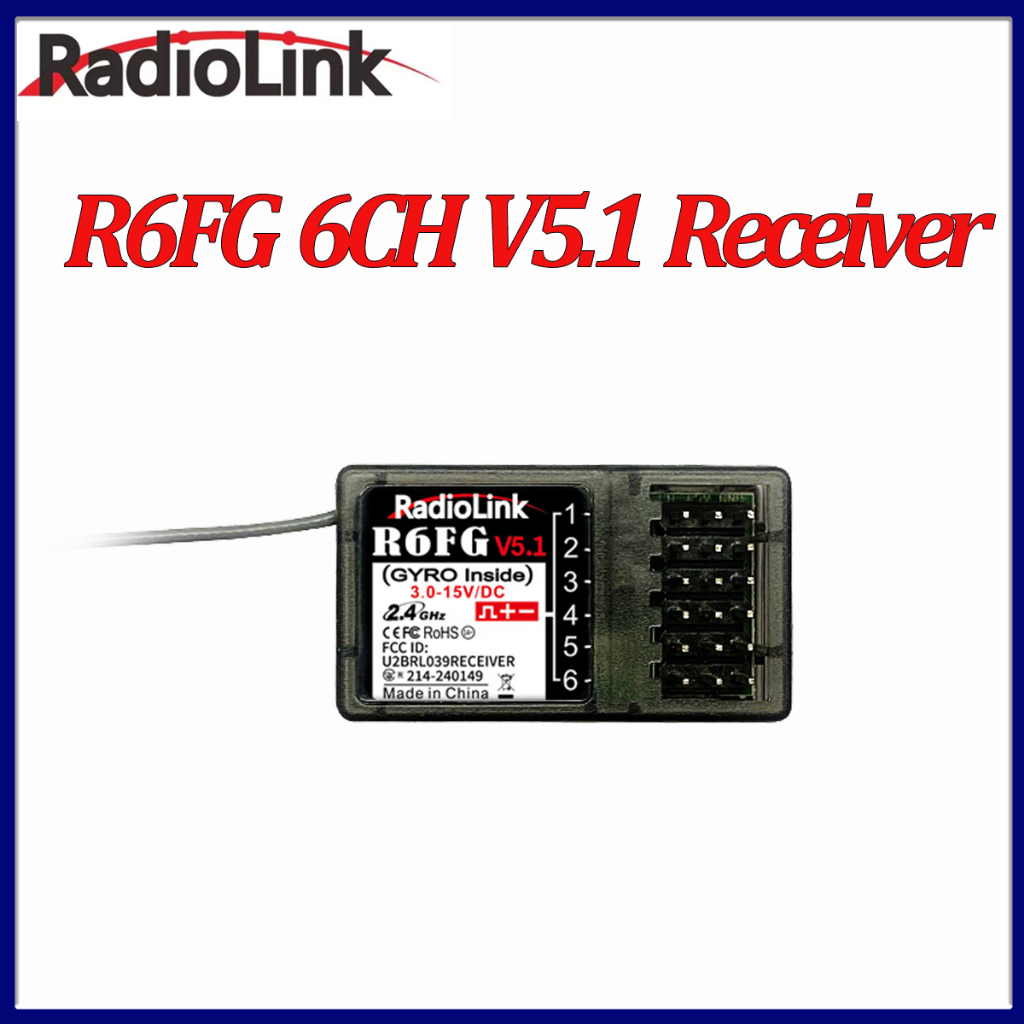 Radiolink R6FG 6CH 6 ช่อง RC ตัวรับสัญญาณ 2.4G วิทยุระบบ Gyro สําหรับ RC รถเรือ RC8X/RC6GS/RC4GS/T8F