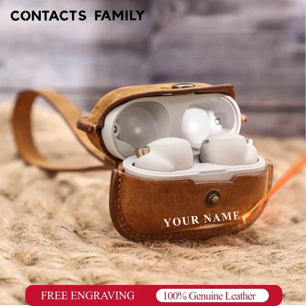 CONTACT'S FAMILY ซองใส่หนังแท้สำหรับ Sony WF-1000XM4 พร้อมหูฟังไร้สาย