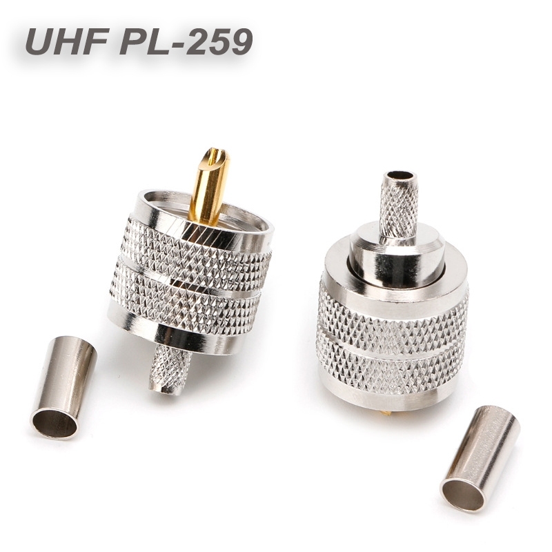 Uhf PL-259 PL259 ชาย-ปลั๊ก Crimp Connector อะแดปเตอร์สําหรับ RG58, LMR195, 3D-FB สายโคแอกเซียล