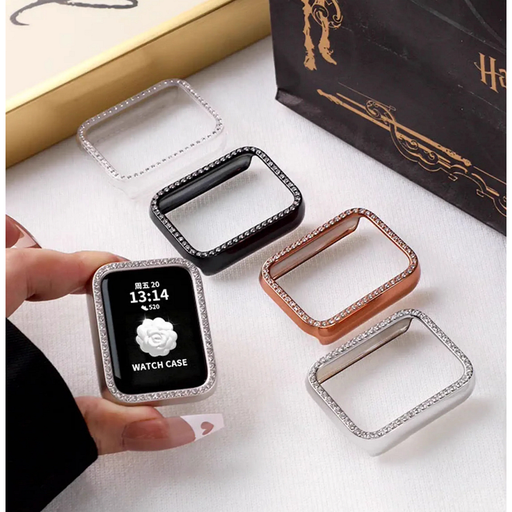 Bling PC Hollow Case Cover Compatible For Mi Band 9 Pro Case Diamond For Mi Band 8 Pro เคส Smart Wat