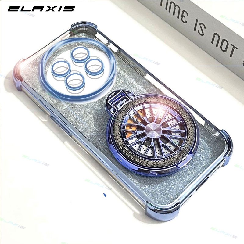 Elaxis Soft TPU ปลอกโปร่งใสสําหรับ Realme 13 Pro 5G/Realme 13 Pro + 5G เคสโทรศัพท์หรูหรา Glitter กันกระแทกซิลิโคนป้องกันฝาหลังพร้อม Gyro Stand Bracket ES028