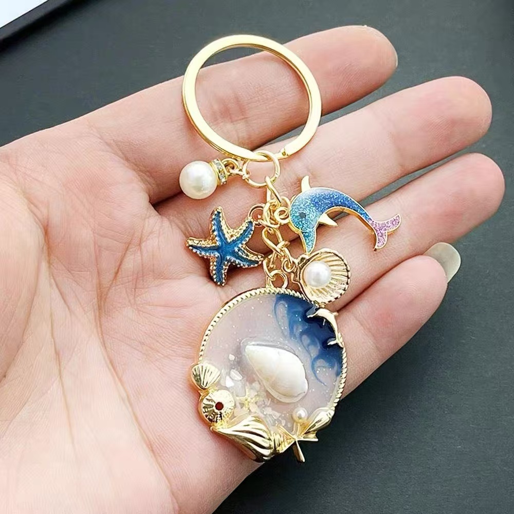 แฟชั่น Blue Ocean พวงกุญแจปลาดาว Mermaid Pearl กล่องเครื่องประดับบรรจุภัณฑ์ diy เครื่องประดับ Travel ของที่ระลึก