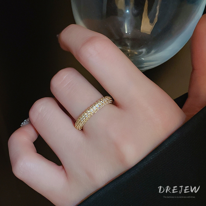 เดรเจว ทองแท้ชุบด้วยไฟฟ้าเพทายบิดเปิดแหวนแหวนระดับไฮเอนด์ของผู้หญิง ราคา ถูกที่สุด ดีลบีเคเค แกลเลอรีภาพที่ 3
