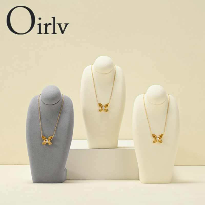 Oirlv กํามะหยี่สร้อยคอจอแสดงผล Mannequin ผู้ถือจี้ขาตั้งคอรุ่นหน้าอกเครื่องประดับ Organizer Rack RX087