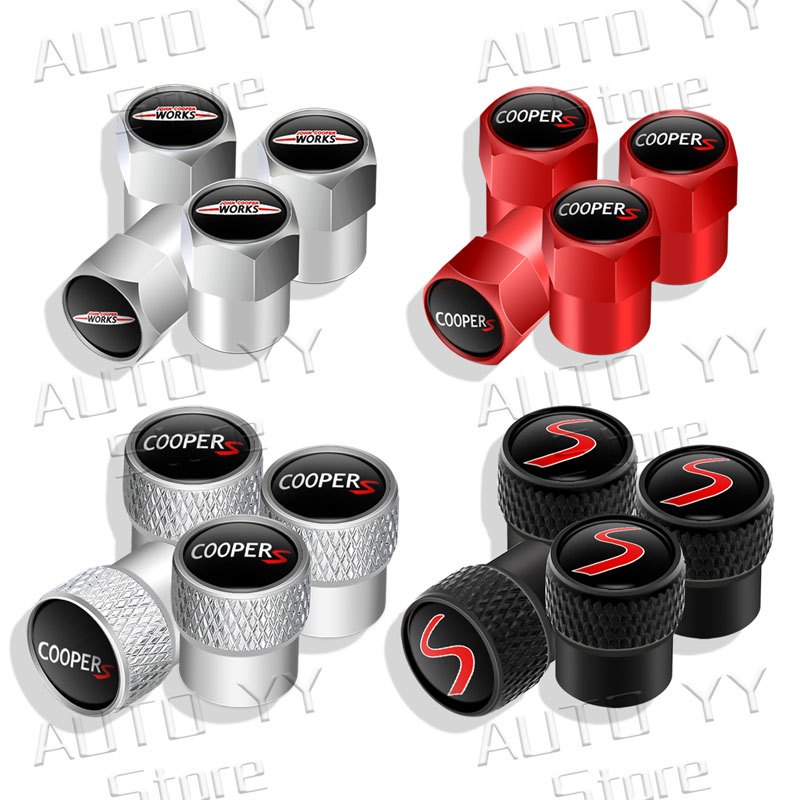 4 ชิ้น/เซ็ตรถ JCW โลโก้สัญลักษณ์โลหะยางวาล์วหมวก Tyre Air Stem ครอบคลุมกันฝุ่นกันน้ําตกแต่งสําหรับ M