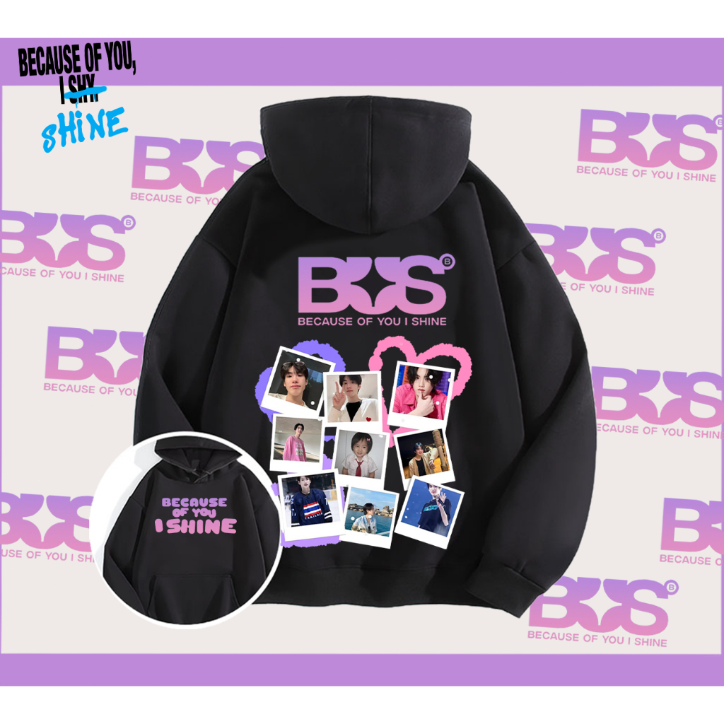 BUS because of you i shine เสื้อฮู้ดแขนยาวและ ชายและหญิง ใส่ได้ ทั้ง ใส่สบาย ไม่หด ไม่ย้ M-3XL