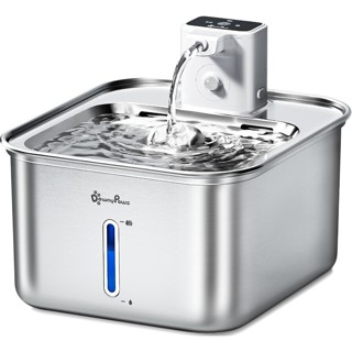 Downypaws น้ําพุแมวสแตนเลสไร้สาย, 101 ออนซ์/3L FurSink แบตเต…