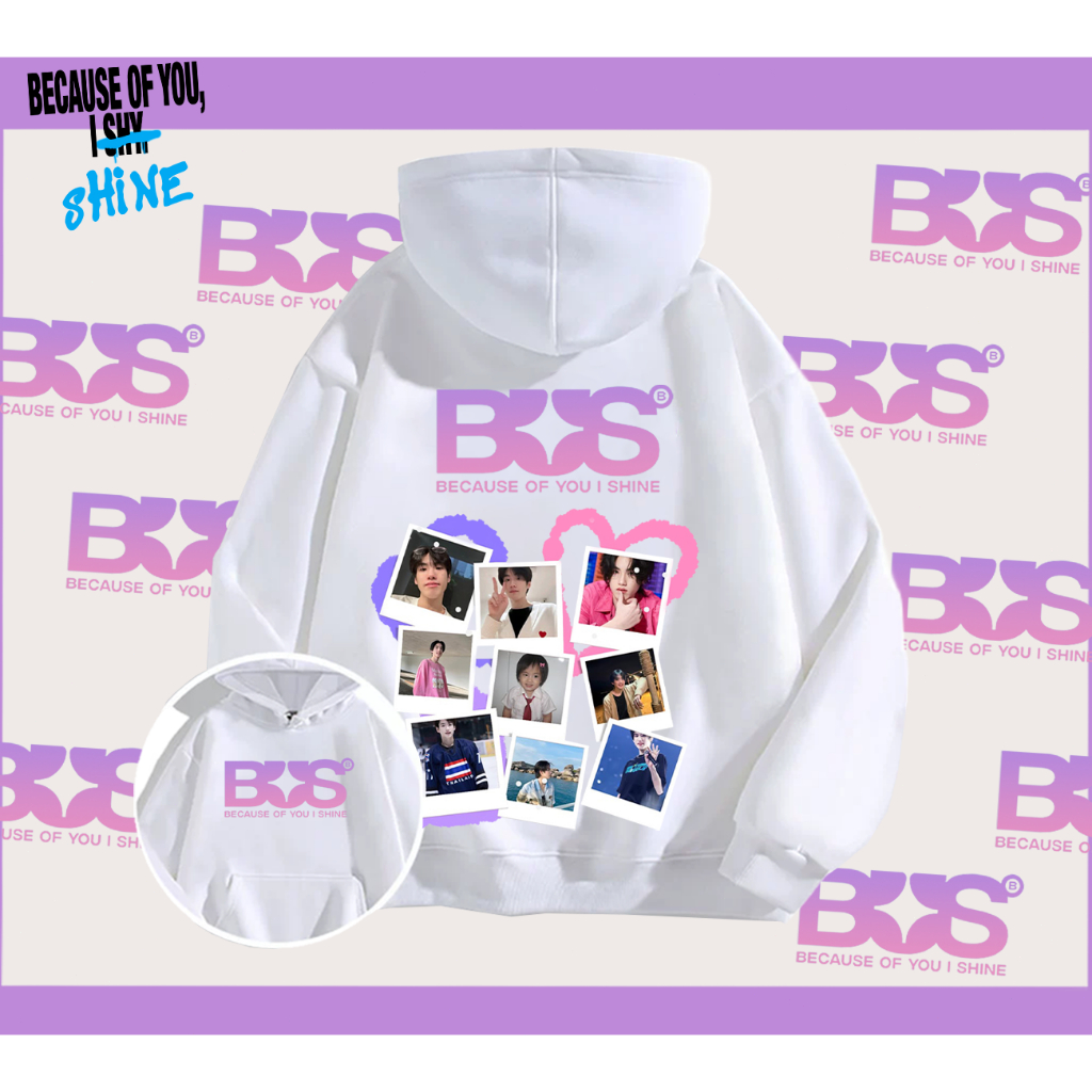 BUS because of you i shine เสื้อฮู้ดแขนยาวและ ชายและหญิง ใส่ได้ ทั้ง ใส่สบาย ไม่หด ไม่ย้ M-3XL