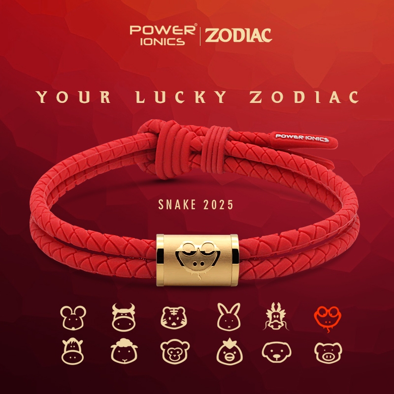 Power Ionics 2025 K-Gold 12 ราศี สร้อยข้อมือเพื่อสุขภาพ กันน้ำ แกะสลักฟรี