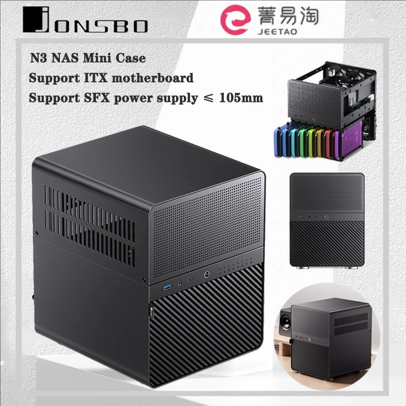 Jonsbo N3 NAS Mini Case All-In-One อลูมิเนียม ITX แชสซี 8Hard Disk รองรับ 130 มม. CPU Cooler 250 มม.