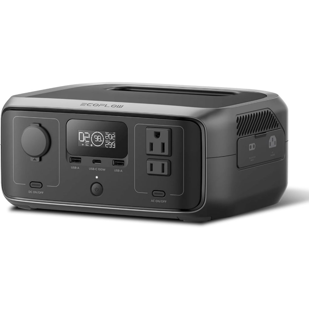 Ef ECOFLOW สถานีจ่ายไฟแบบพกพา RIVER 3, 245Wh/76800mAh Power Bank LiFePO4 สถานีพลังงานแบตเตอรี่, 300W เอาต์พุต AC สูงสุด 600W, <20 MS UPS & <30 dB,สําหรับกลางแจ้ง/การตั้งแคมป์/ใช้ในบ้าน
