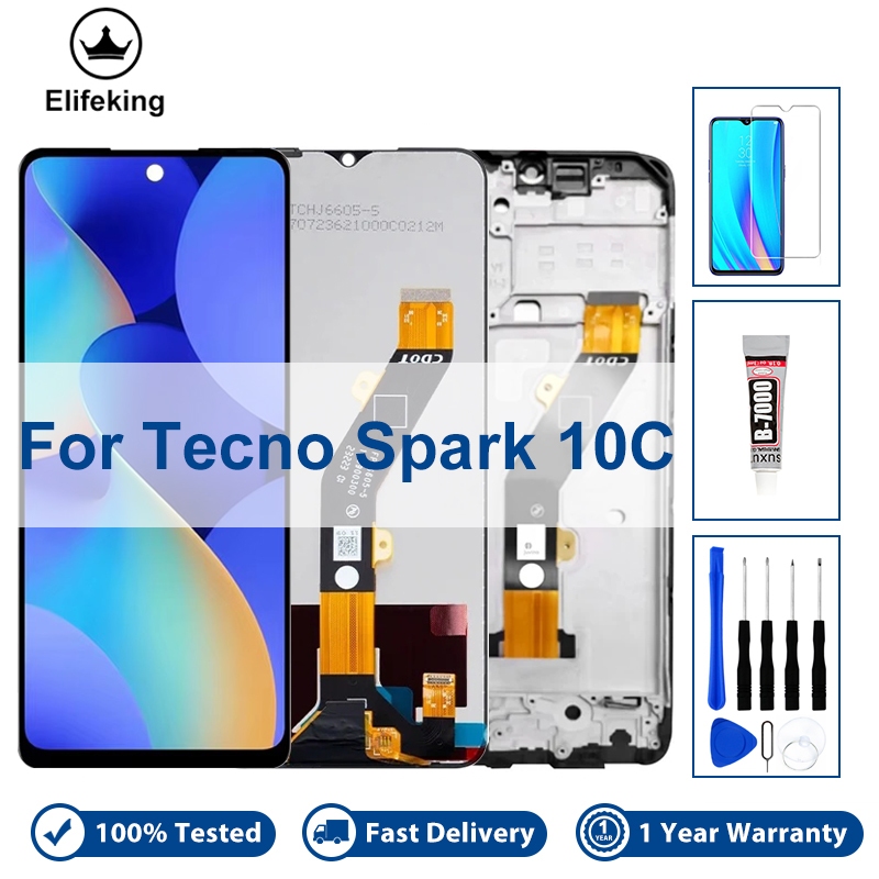 6.6 "LCD สําหรับ Infinix Tecno Spark 10C KI5k KI5m จอแสดงผล Touch Screen Assembly กรอบเปลี่ยน 100% ทดสอบดี