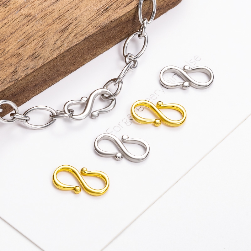 สแตนเลส 18K Gold S หัวเข็มขัดเครื่องประดับ diy Clasps อุปกรณ์เสริม Handmade สร้อยคอสร้อยข้อมือล็อค