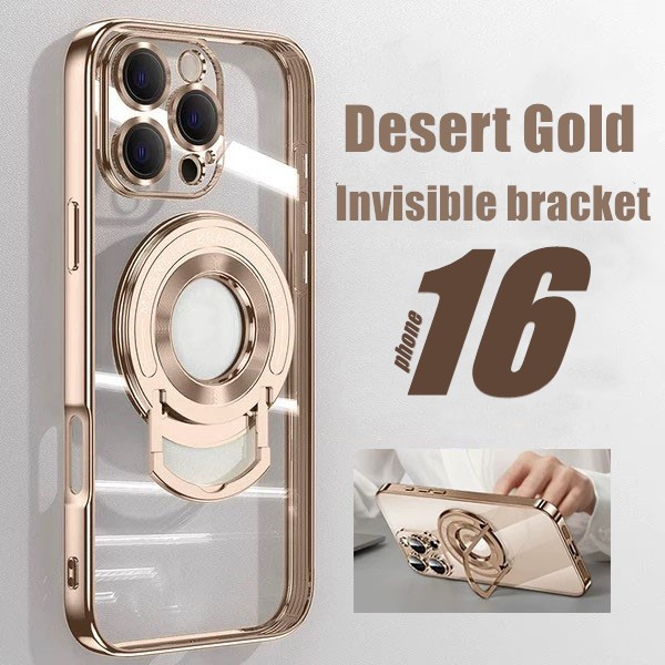 เคสใสสําหรับ iPhone 16 15 Pro Max 14 13 12 11 Pro Max 16 Plus พร้อมขาตั้งผู้ถือชุบปลอกกันกระแทกใส