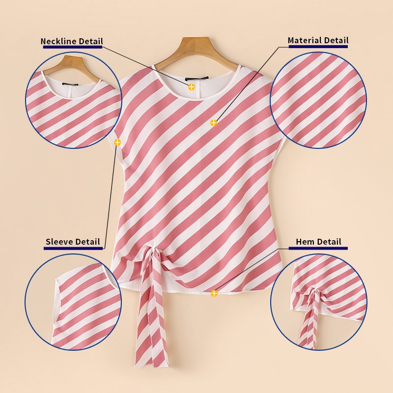 Zanzea เสื้อเบลาส์คอกลมแขนสั้นลําลองสไตล์เกาหลีสําหรับผู้หญิง - รูปที่ 5