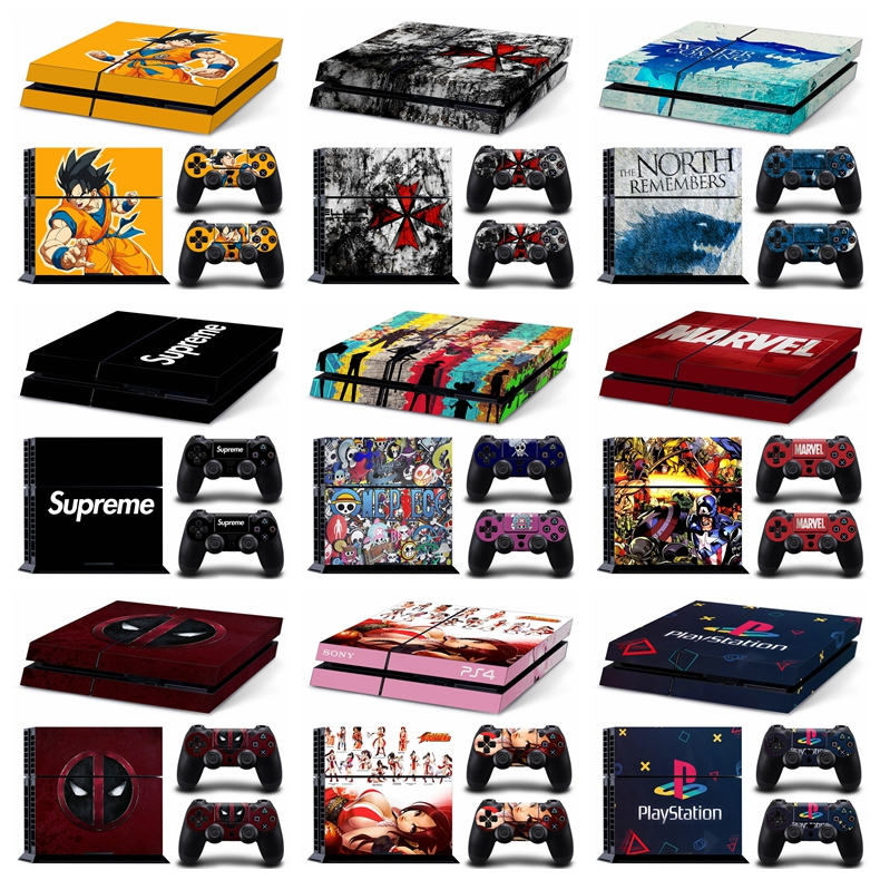 99 สีสติกเกอร์ผิวใช้งานร่วมกับ Sony Playstation 4 ไขมันไวนิล Decal ชุดฟิล์มป้องกันห่อสําหรับ PS4 คอนโซลไขมัน & 2 ชิ้น Dualshock Controllers