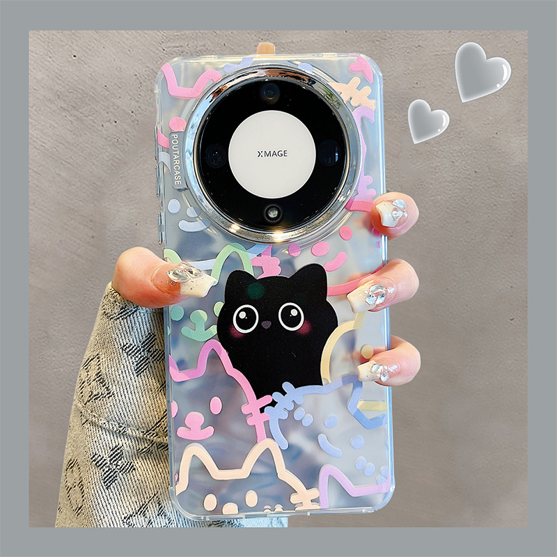 เคส Honor X9A X9B 5G เคส เคสโทรศัพท์มือถือแบบแข็ง ผิวด้าน กันกระแทก ลายแมวน่ารัก สีดํา สําหรับ