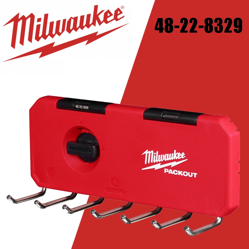 Milwaukee 48-22-8329 PACKOUT ชั้นวาง 7-Hook ติดผนังแสดงเสถียรอุปกรณ์เสริมเครื่องมือไฟฟ้า