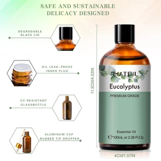 น้ำมันหอมระเหย กลิ่นหอมธรรมชาติ Phatoil น้ํามันหอมระเหย ยูคาลิปตัส ลาเวนเดอร์ ตะไคร้ ไม้จันทน์ ขนาด 100 มล. Essential Oil