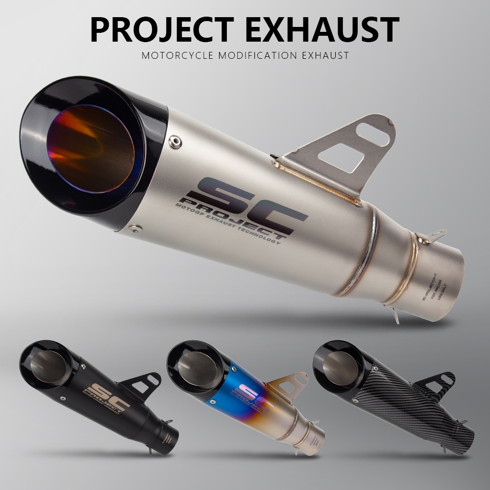 51mm อินเทอร์เฟซ Universal รถจักรยานยนต์ท่อไอเสียท่อ SC โครงการ S1 GP Escape Moto Muffler Slip บนสําหรับ pcx nmax aerox z400 z250 z650 cbr150r cbr250rr r15v3 MT03 GSXS150