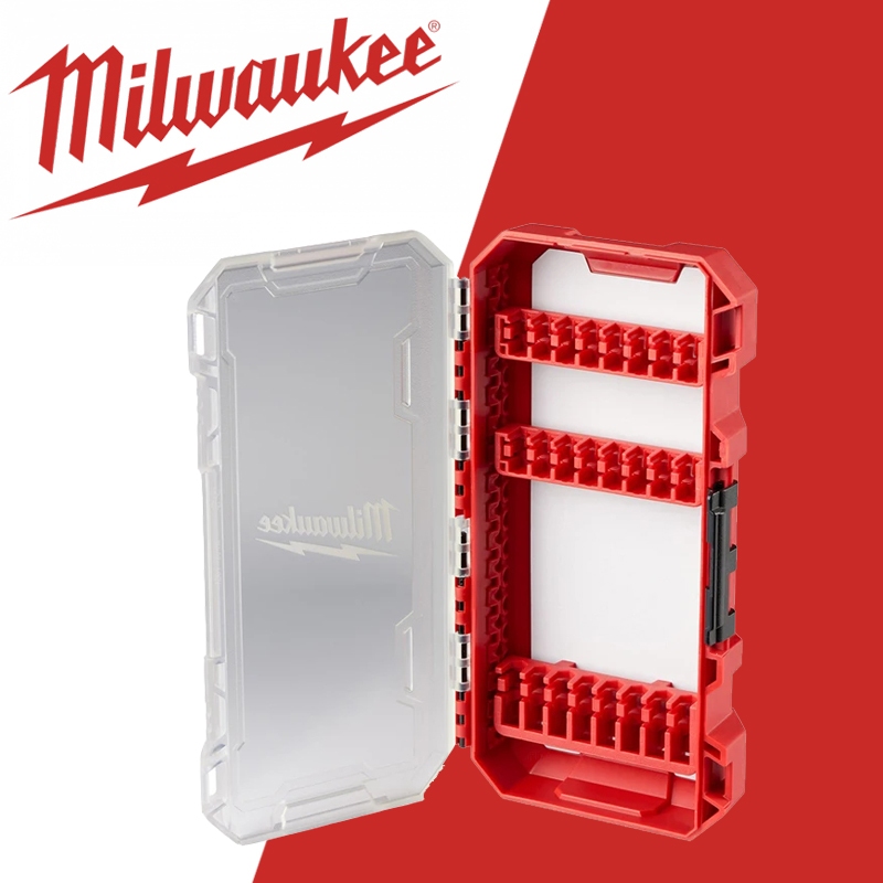 Milwaukee 48-32-9931 กรณีขนาดกะทัดรัดไดร์เวอร์ผลกระทบอุปกรณ์เสริมกันฝุ่นทนทานชิ้นส่วนบิตกล่องเก็บ