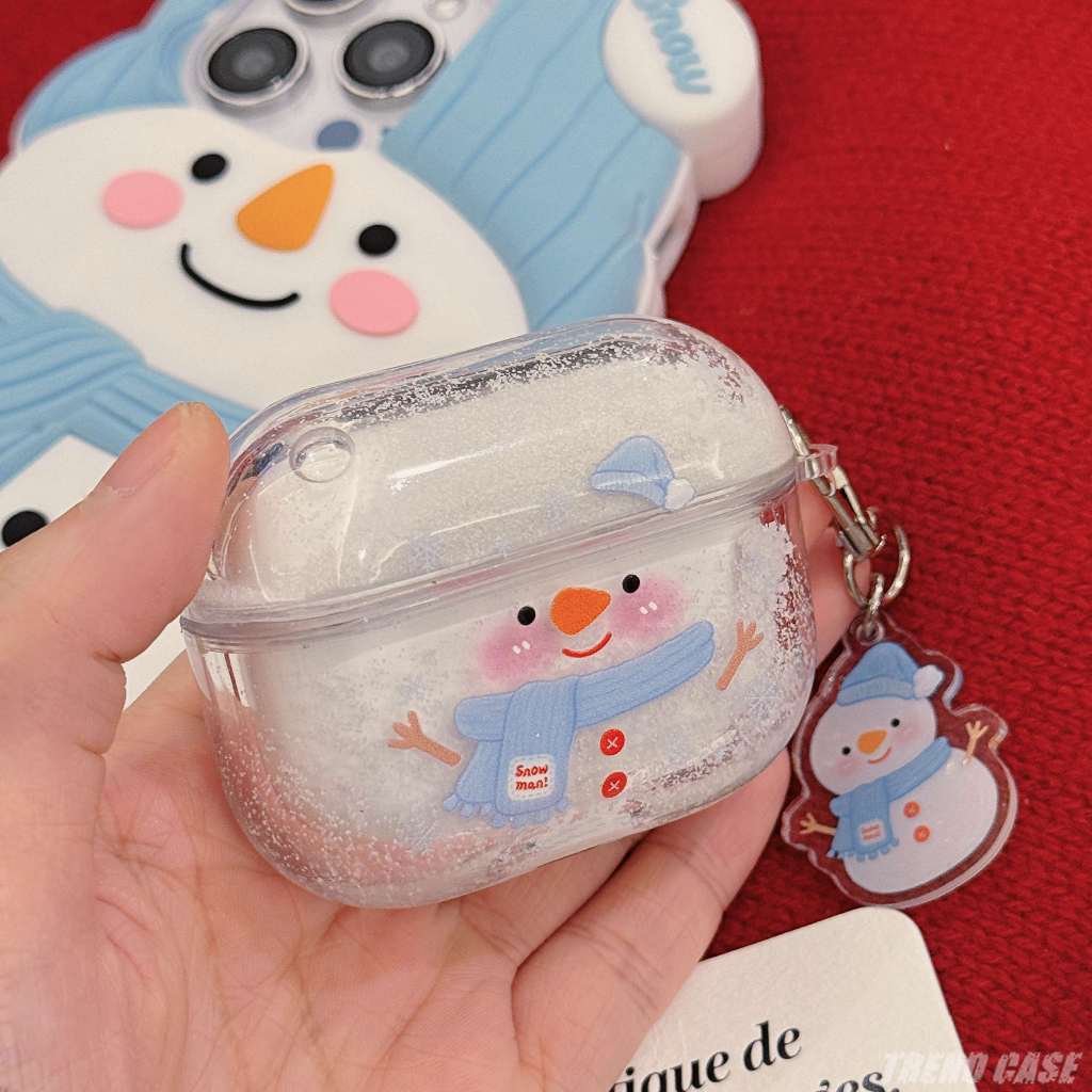 ฤดูหนาวหิมะ มนุษย์หิมะ ทรายดูด แข็งสําหรับ แอร์พอด 1 2 3 4 มือโปร กรณีหูฟังกล่องชาร์จปก