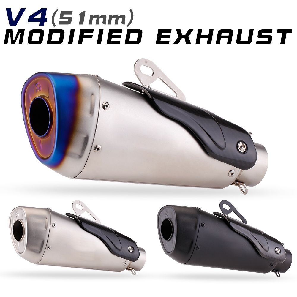 Universal 51mm รถจักรยานยนต์ไอเสียปรับเปลี่ยนท่อหางหัวรถจักร Professional สแตนเลส V4 Muffler สําหรับ