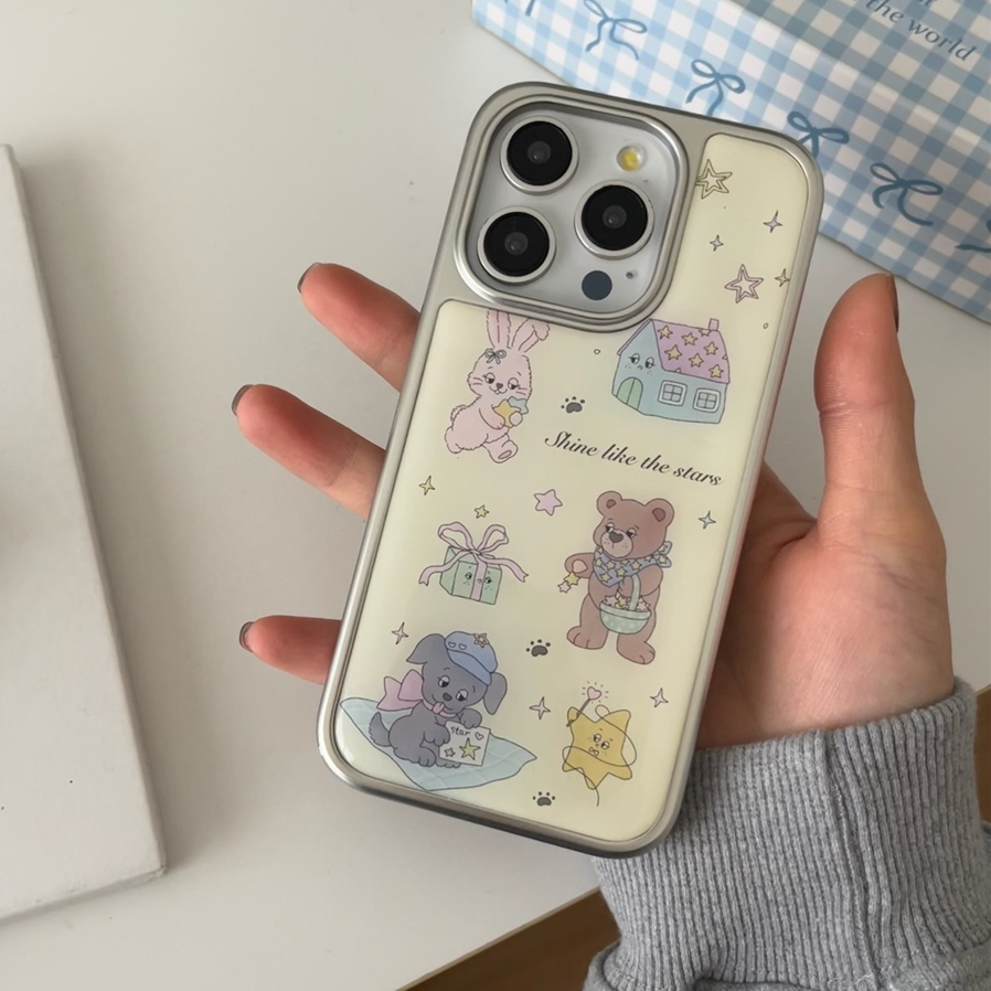 สําหรับiphone case 16 Pro Max 15 Pro Max 14 Pro Max 13 Pro Max Silver edge Dropperการ์ตูนเคสโทรศัพท์