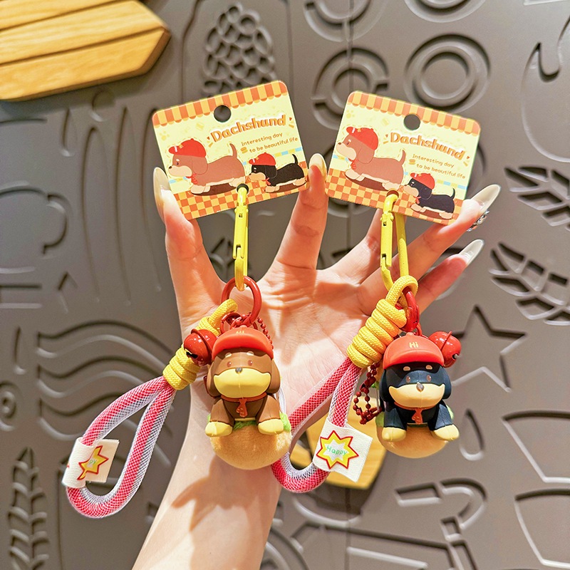 Original Sausage Dog Burger พวงกุญแจน่ารักการ์ตูนตุ๊กตาพวงกุญแจจี้ของขวัญ Key แหวนพร้อมสต็อก
