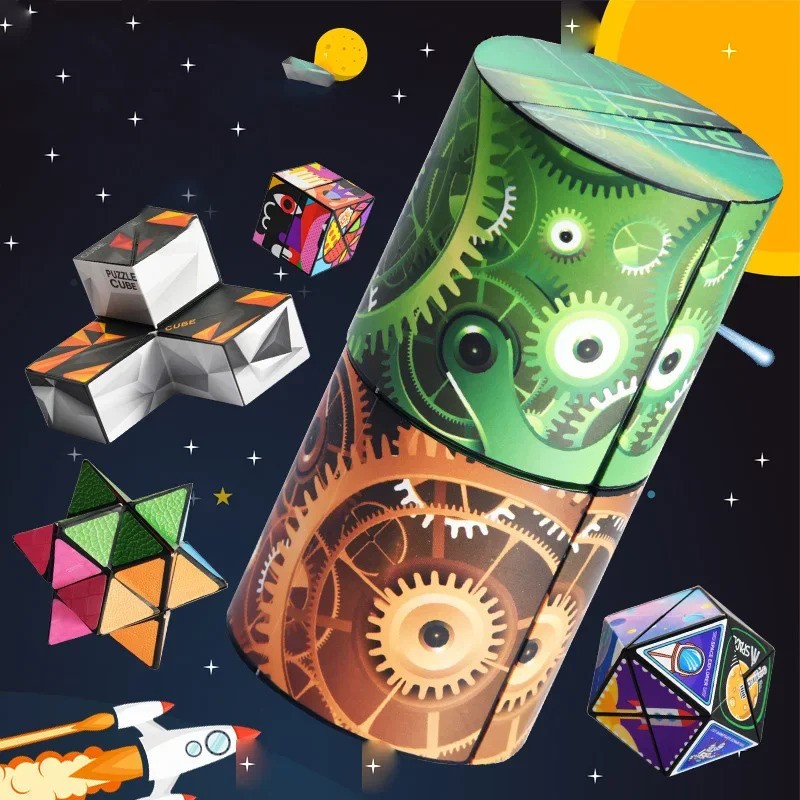 Infinite Magnetic Geometric Cube 6x6x6 ซม.เปลี่ยน Magic Cube Fidget ของเล่น Anti Stress Decompressio