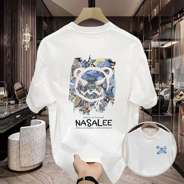 เสื้อยืดแขนสั้น NASA - หมีบูลี่, 100% ผ้าฝ้าย, unisex