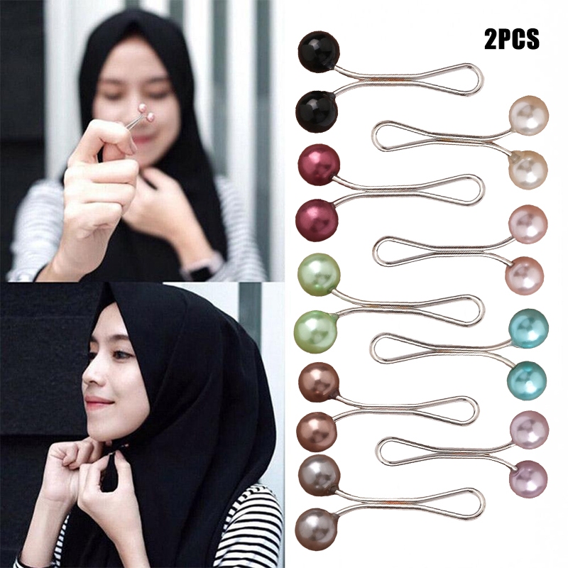 yunyuwan 4 ชิ้น/เซ็ต 2 ชิ้น/เซ็ต U-รูปมุกที่มีสีสันคงที่คลิปผ้าพันคอผ้ากอซคลิปผู้หญิงแฟชั่นผ้าไหมผ้าพันคอปุ่มปกผ้าพันคอคอคลิปมุสลิมเข็มกลัดขนาดเล็กขา